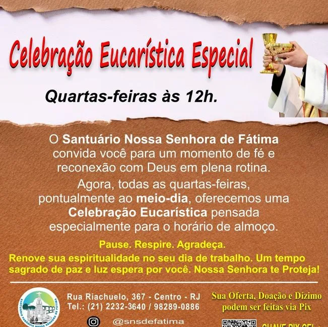 Novidade! Missa ao Meio Dia!